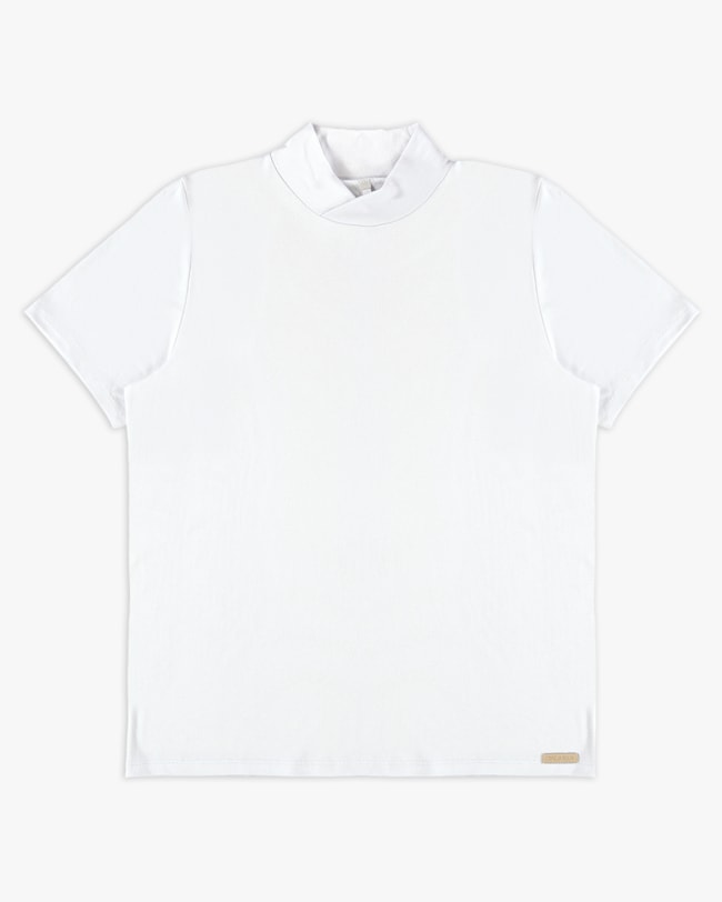 Blusa Manga Curta com Gola Transpassada - Cereja Rosa - Branco P-50f3603f-5e64-4ffe-a315-af6738144fd5