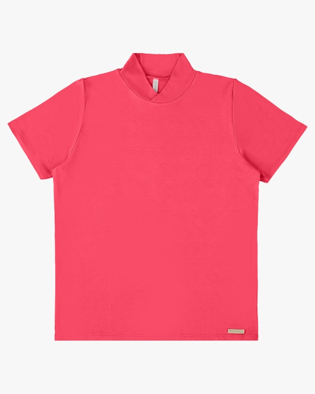 Blusa Manga Curta com Gola Transpassada - Cereja Rosa - Rosa P-a5abb404-fe27-4bbf-8e52-016d4e56922b