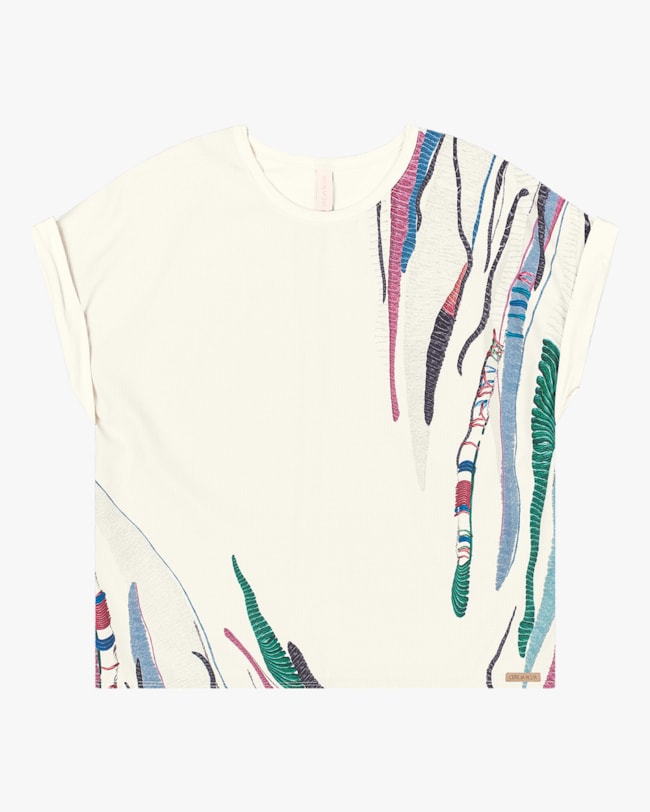 Blusa Manga Curta Estampada Cereja Rosa-40fa3741-7141-42ec-bf1a-85e5371ada62