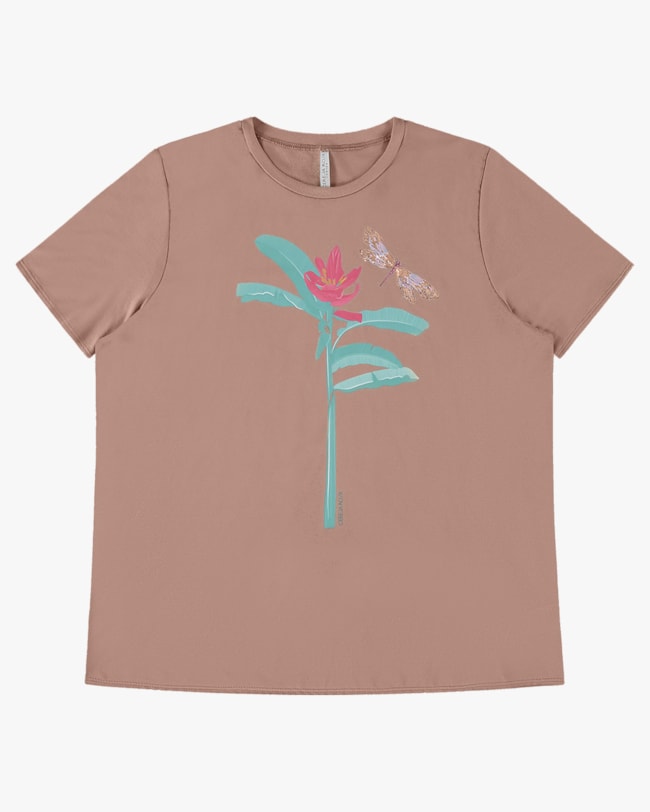 Blusa Manga Curta Plus Size com Estampa - Cereja Rosa - Aveia P-a8a05068-6ac5-4c74-9cce-3f124de87dc2