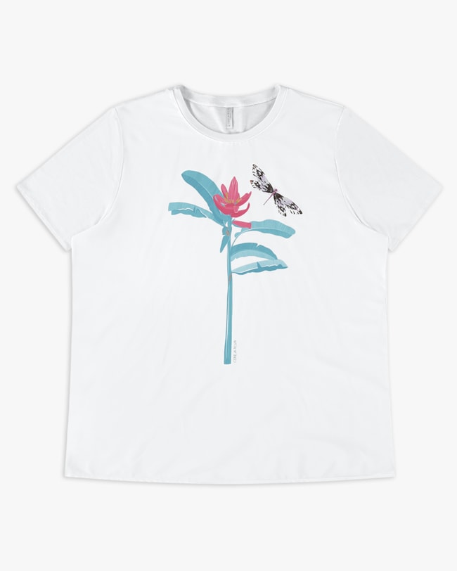 Blusa Manga Curta Plus Size com Estampa - Cereja Rosa - Branco P-faee10f6-060d-45f3-9b4a-5507cc9beaca