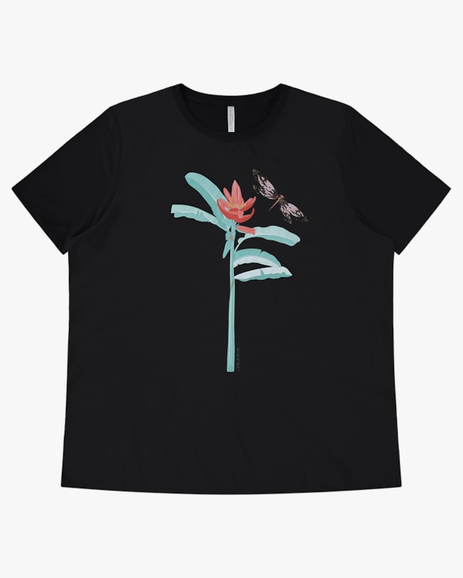 Blusa Manga Curta Plus Size com Estampa - Cereja Rosa - Preto P-c51d54c6-9b11-4bfd-b5a4-a205fce37877