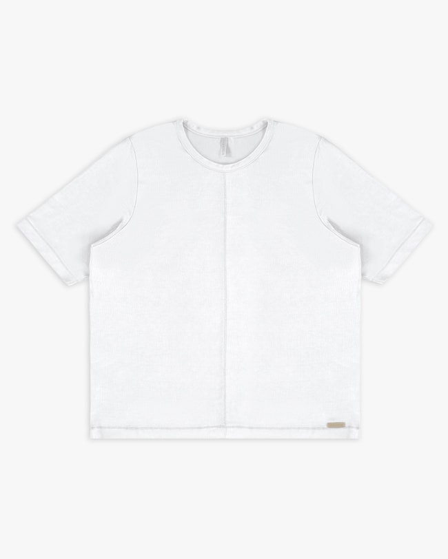 Blusa Manga Curta Plus Size em Tricot Viscose - Cereja Rosa - Branco P-626d98b1-b03e-4bab-8251-423352e20a15