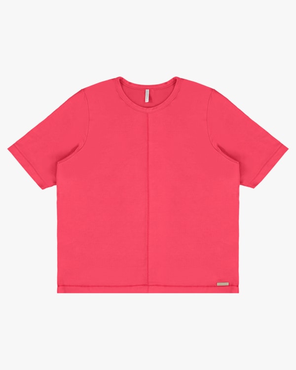 Blusa Manga Curta Plus Size em Tricot Viscose - Cereja Rosa - Rosa P