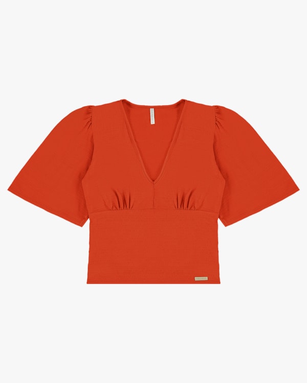 Blusa Manga Evasê em Viscose - Cereja Rosa - Carrot P