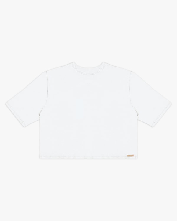 Blusa Manga Evasê em Viscose Crepe - Cereja Rosa - Branco P