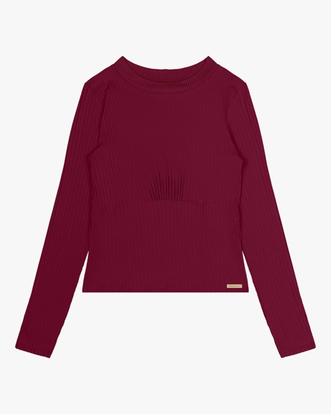 Blusa Manga Longa Canelada Cereja Rosa Vinho-eb933275-dc83-4ce1-874b-6fa112c5c238