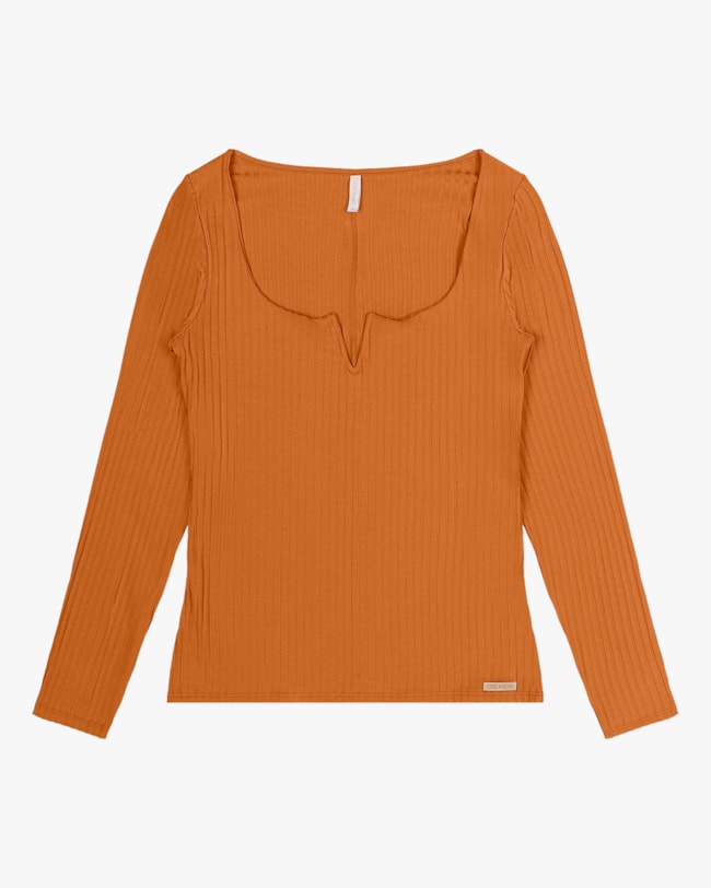 Blusa Manga Longa em Malha Canelada Cereja Rosa Amarelo-752e9b3d-978a-4f12-bf7a-a4a4e9e5c11d