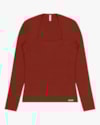 Blusa Manga Longa em Malha Canelada Cereja Rosa - Marrom-86e2c430-1657-40ee-a9ff-c8fca7e080e5