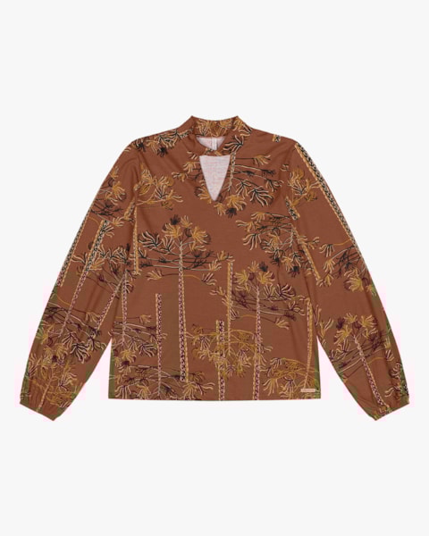 Blusa Manga Longa em Meia Malha Cereja Rosa Cerâmica