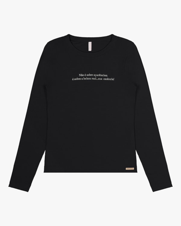 Blusa Manga Longa em Viscose Cereja Rosa Preto