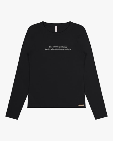 Blusa Manga Longa em Viscose Cereja Rosa Preto