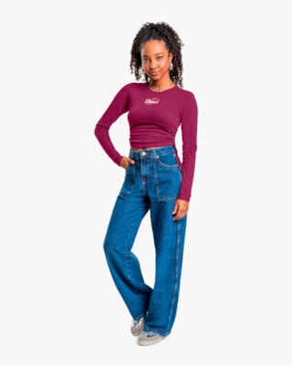 Blusa Manga Longa Juvenil Feminina com Ajuste Lateral - BaseD - Marsala