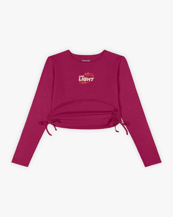 Blusa Manga Longa Juvenil Feminina com Ajuste Lateral - BaseD - Marsala
