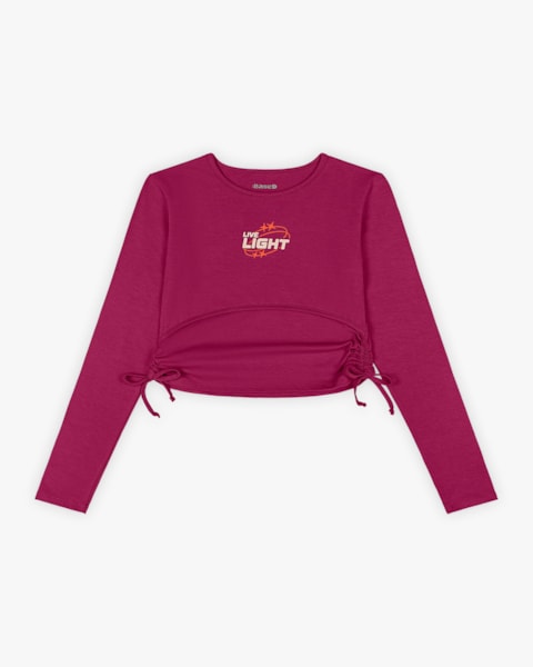 Blusa Manga Longa Juvenil Feminina com Ajuste Lateral - BaseD - Marsala