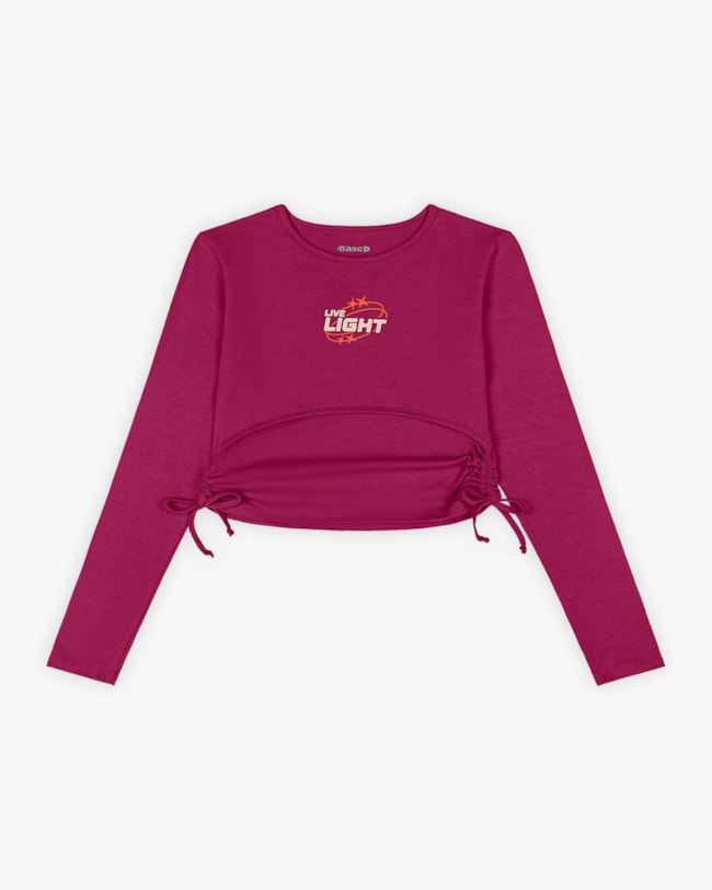 Blusa Manga Longa Juvenil Feminina com Ajuste Lateral - BaseD - Marsala-2ee0f9de-98e6-4275-a3bd-a8a547ea848d