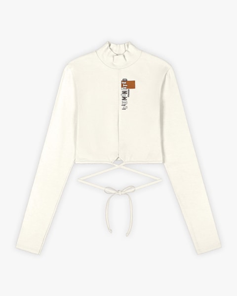 Blusa Manga Longa Juvenil Feminina com Amarração - BaseD - Natural