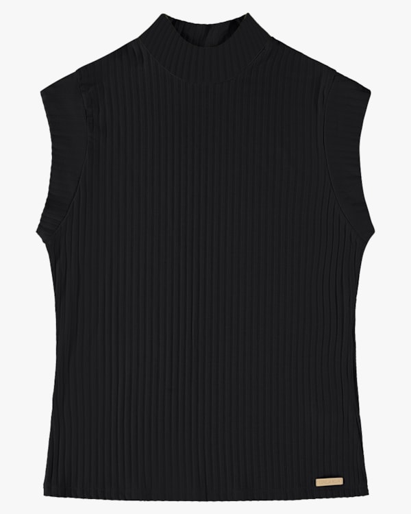 Blusa Muscle Tee em Canelado Viscose - Cereja Rosa - Preto