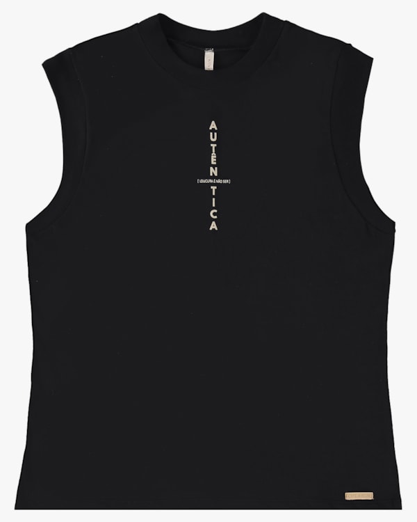 Blusa Muscle Tee em Meia Malha - Cereja Rosa - Preto P