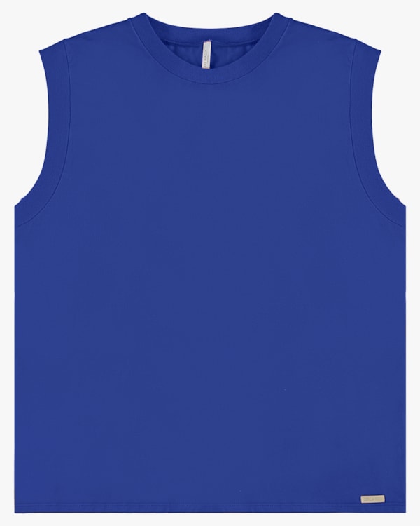 Blusa Muscle Tee Plus Size em Meia Malha - Cereja Rosa - Azul