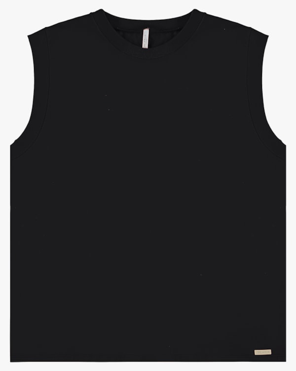 Blusa Muscle Tee Plus Size em Meia Malha - Cereja Rosa - Preto P