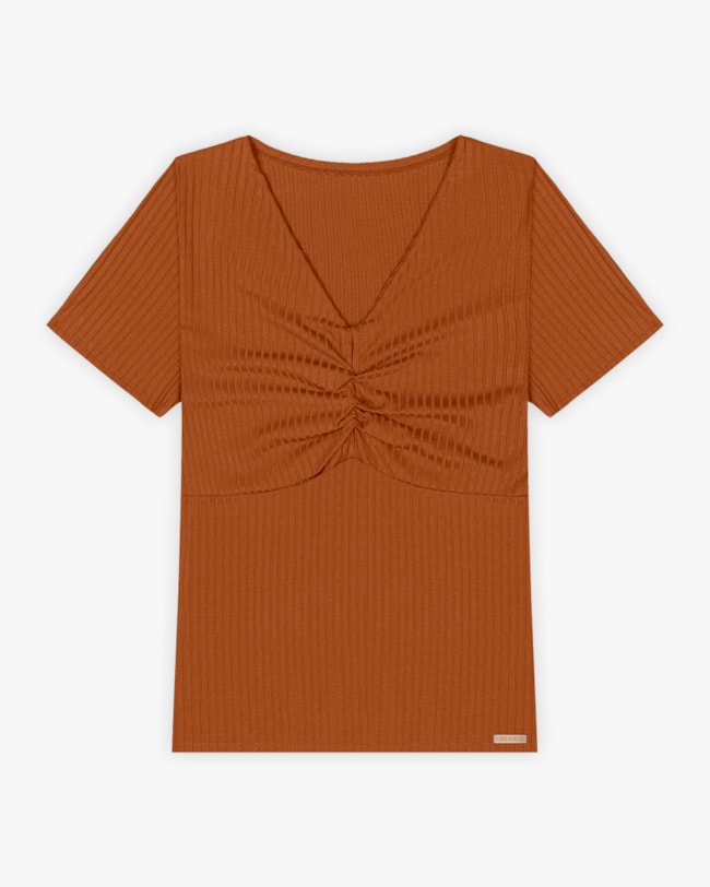 Blusa Plus Size Canelada com Decote Franzido - Cereja Rosa - Inca-c95c7a70-2ca3-4772-a079-9d3d0ab22331