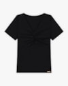 Blusa Plus Size Canelada com Decote Franzido - Cereja Rosa - Preto-06abac25-24db-45d0-8c4f-06ab908a4bb3