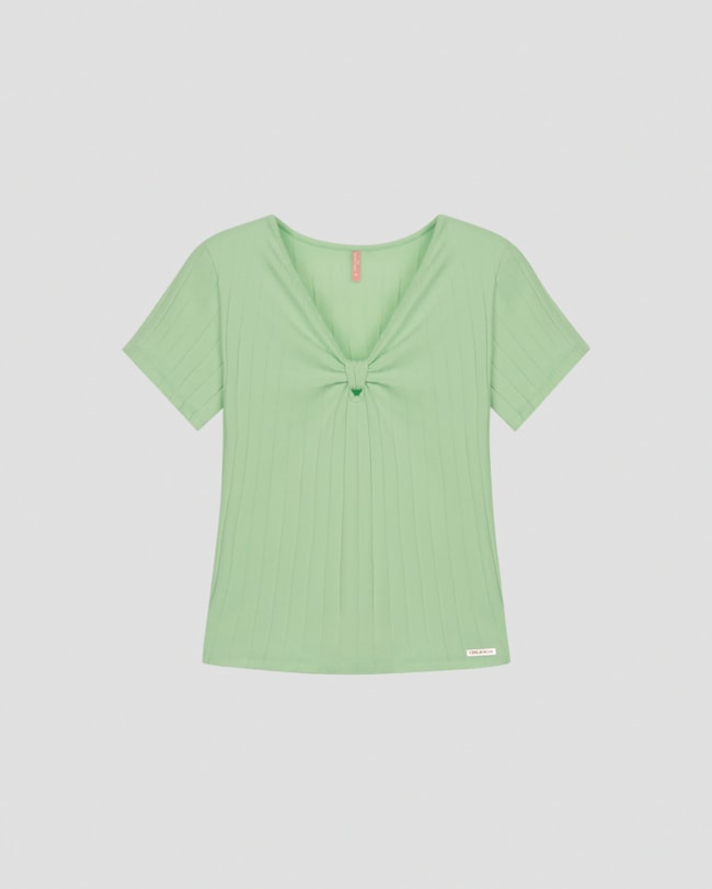 Blusa Plus Size Canelada com Torção no Decote Cereja Rosa Verde-aeae9f51-3dda-4f73-a300-cb2ffde66e4c