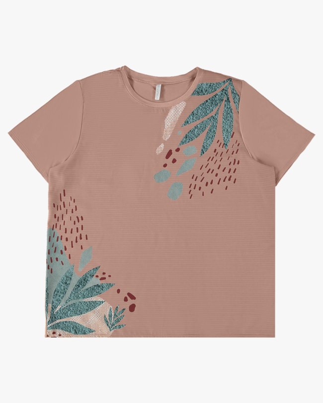 Blusa Plus Size com Estampa em Crepe e Resort - Cereja Rosa - Aveia P-a933daa8-d790-4105-8ecc-350f08bb4ef1
