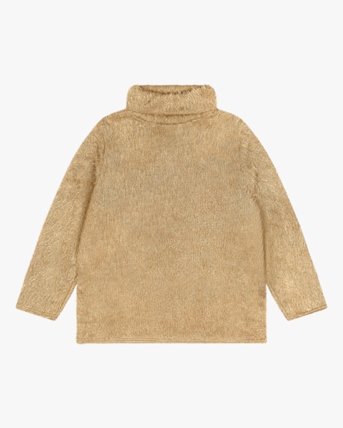 Blusa Plus Size com Gola Alta em Tricô Cereja Rosa Bege