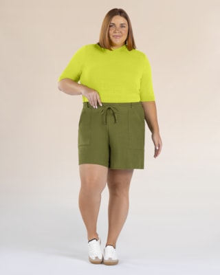 Blusa Plus Size com Gola Transpassada - Cereja Rosa - Aspargos P
