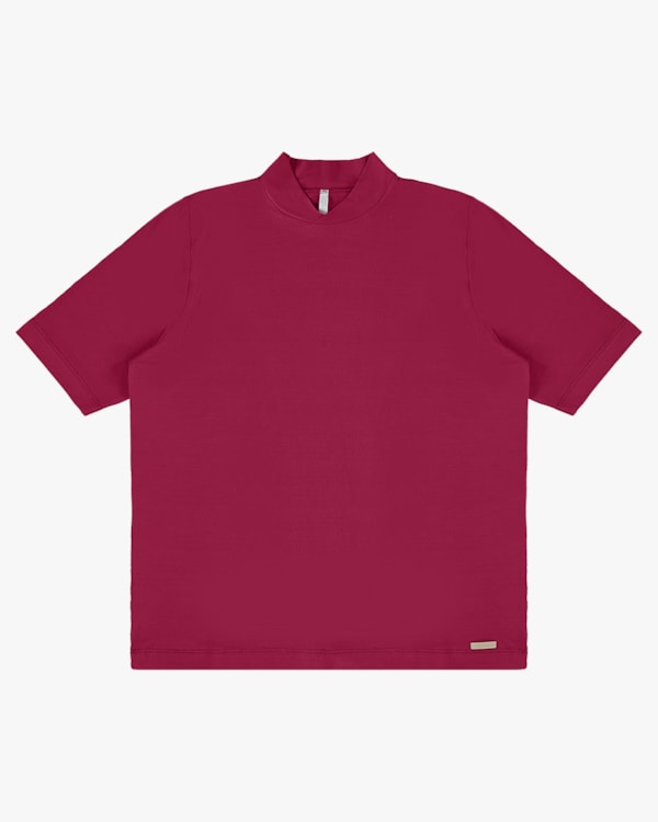 Blusa Plus Size com Gola Transpassada - Cereja Rosa - Cabernet P