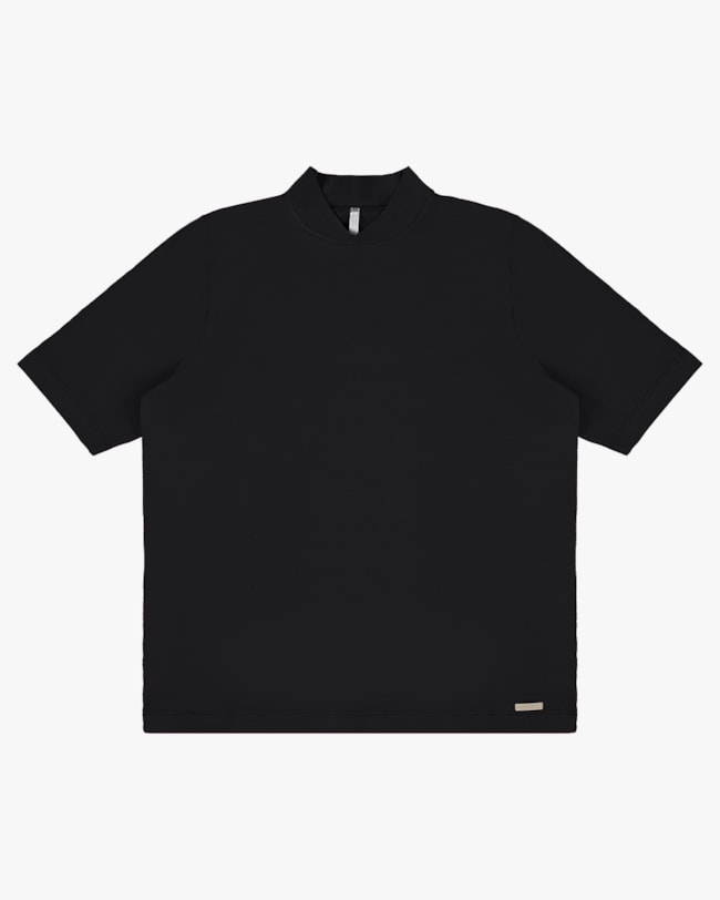 Blusa Plus Size com Gola Transpassada - Cereja Rosa - Preto P-712bcd71-4664-4af9-88ac-e1a8a6c33eb0