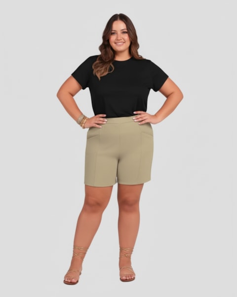 Blusa Plus Size em Malha Tricot Viscose Cereja Rosa Preto