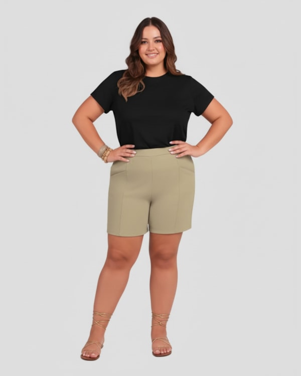 Blusa Plus Size em Malha Tricot Viscose Cereja Rosa Preto