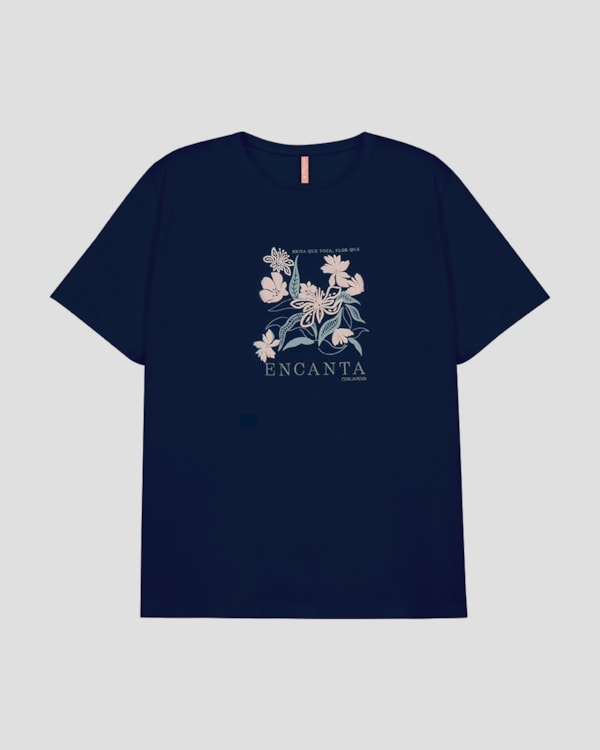 Blusa Plus Size em Meia Malha com Estampa Cereja Rosa Azul