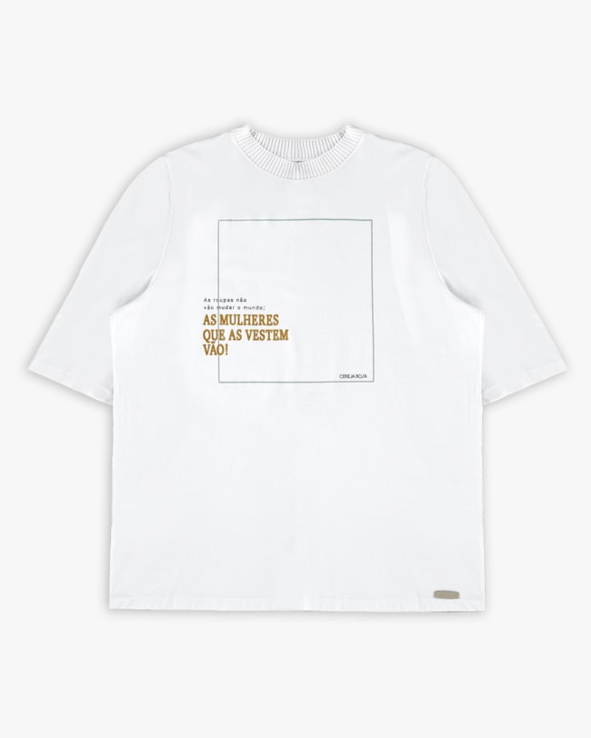 Blusa Plus Size em Meia Malha com Retilínea - Cereja Rosa - Branco P-00d46b4d-9c10-4511-946d-283082e2fa02