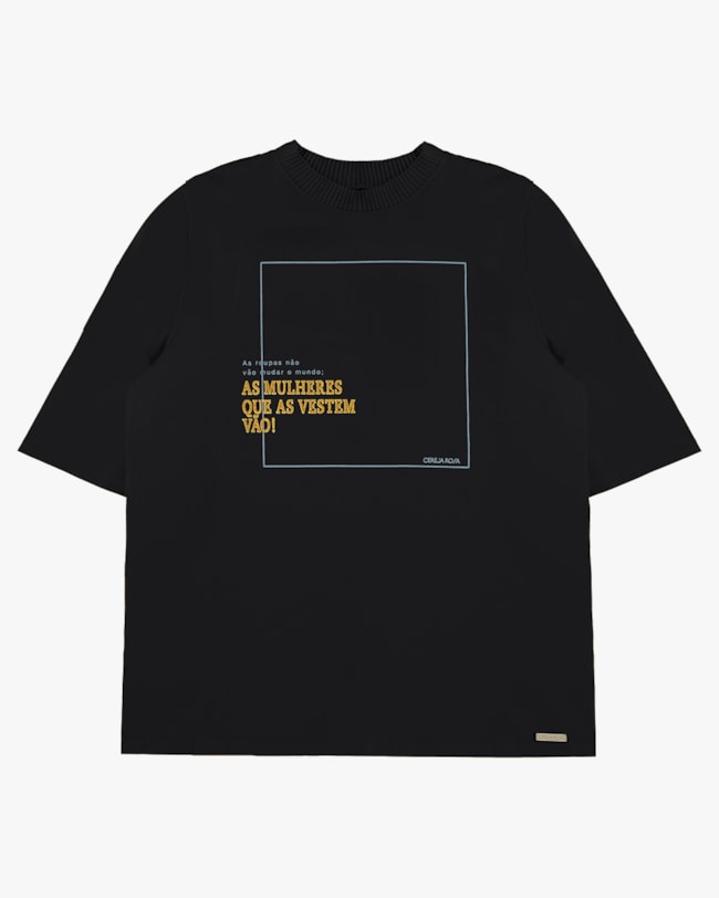 Blusa Plus Size em Meia Malha com Retilínea - Cereja Rosa - Preto P-9f2b8b6f-ec5c-4493-8d2b-3cef78691ee1