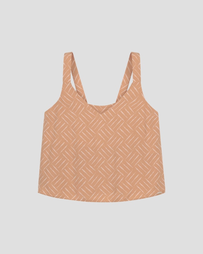 Blusa Plus Size em Viscose Estampada Cereja Rosa Bege-236023f3-f0c3-4e79-ac0a-5feec38bef56