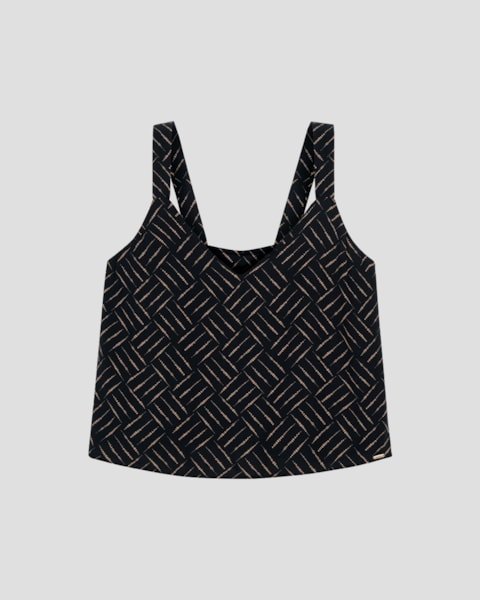 Blusa Plus Size em Viscose Estampada Cereja Rosa Preto