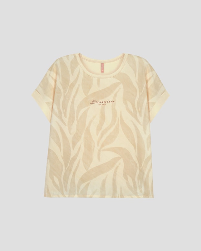 Blusa Plus Size Estampada com Manga Curta Cereja Rosa Bege-cedf0c6d-c350-4bda-9043-75948d47793b