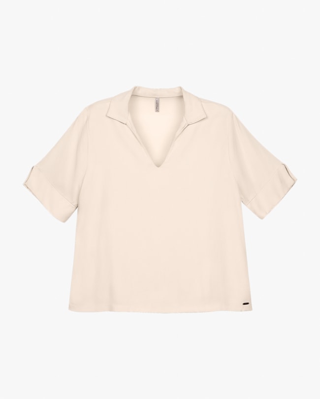 Blusa Plus Size Feminina Decote V em Tecido Plano – Cereja Rosa – Areia-805b631e-9246-4f07-9bdc-ff499bea0f16