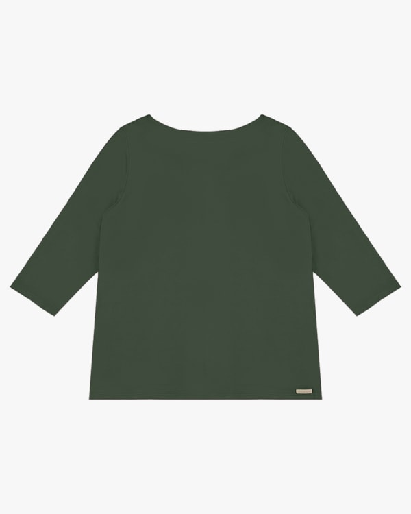 Blusa Plus Size Manga 3/4 em Tricot Viscose - Cereja Rosa - Basílico P