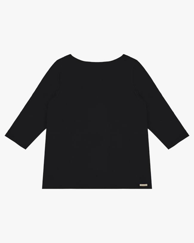 Blusa Plus Size Manga 3/4 em Tricot Viscose - Cereja Rosa - Preto P-6d064012-af27-4650-b6fc-c6a89908afd8