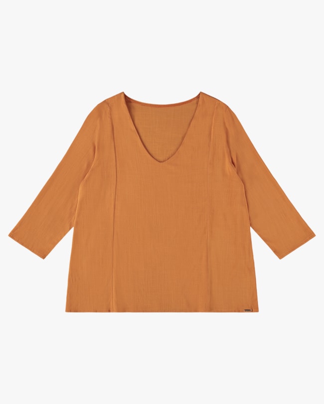 Blusa Plus Size Manga 3/4 em Viscose - Cereja Rosa - Orange P-8d7b2a7e-9f9e-4384-91cf-8f387dcd0b0d