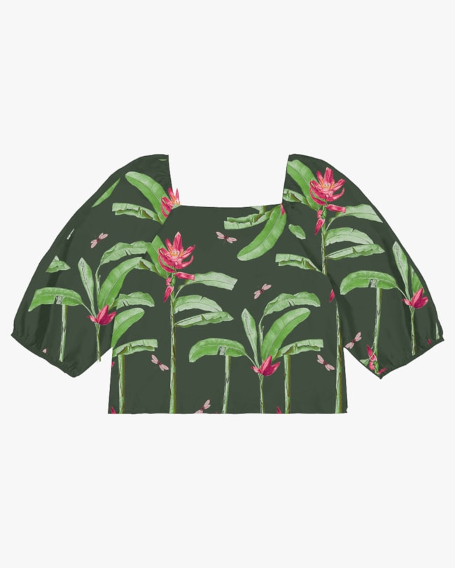 Blusa Plus Size Manga 3/4 Estampada - Cereja Rosa - Basílico M-c9600359-e9b8-4475-b580-340eb99528bb