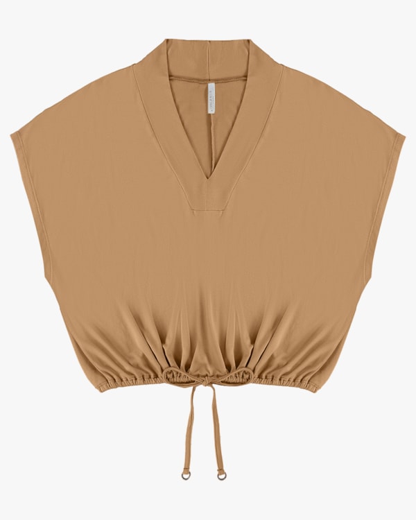 Blusa Plus Size Manga Curta com Ajuste na Barra - Cereja Rosa - Capim Dourado P