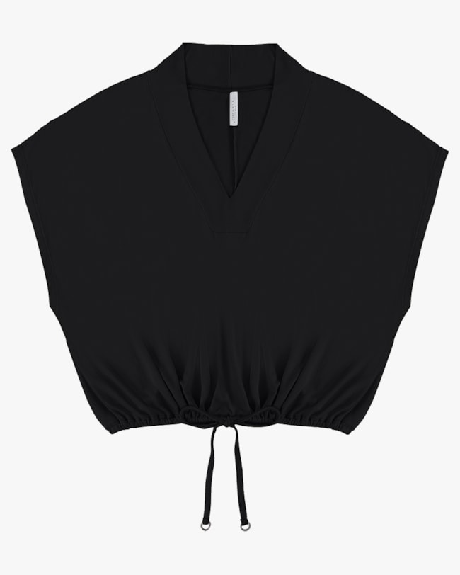 Blusa Plus Size Manga Curta com Ajuste na Barra - Cereja Rosa - Preto P-4fcb0d10-ab5a-40e0-a7ef-c96600b092f2