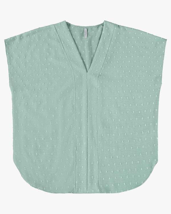 Blusa Plus Size Manga Curta com Decote V - Cereja Rosa - Green P