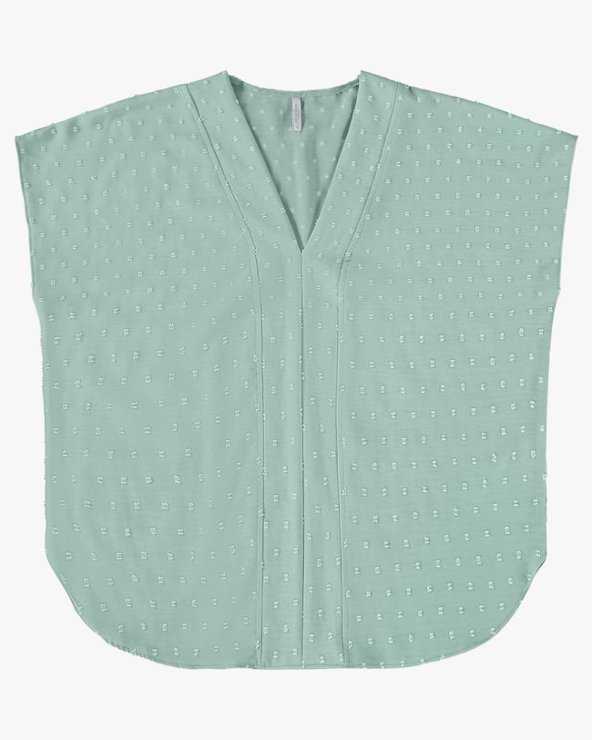 Blusa Plus Size Manga Curta com Decote V - Cereja Rosa - Green P-37717a10-4874-4d6d-aa98-d28fe79fe64b